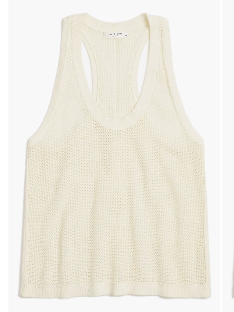Never Worn Rag & Bone Jacy Cotton Mesh Racerback Tank, Ivory, Xxs, $225